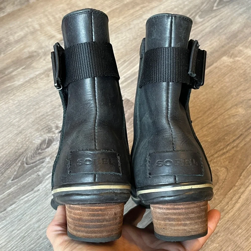 Sorel Slimboot Black‎ Leather Waterproof Boots Womens 7.5 UK 5.5 EU 38.5
